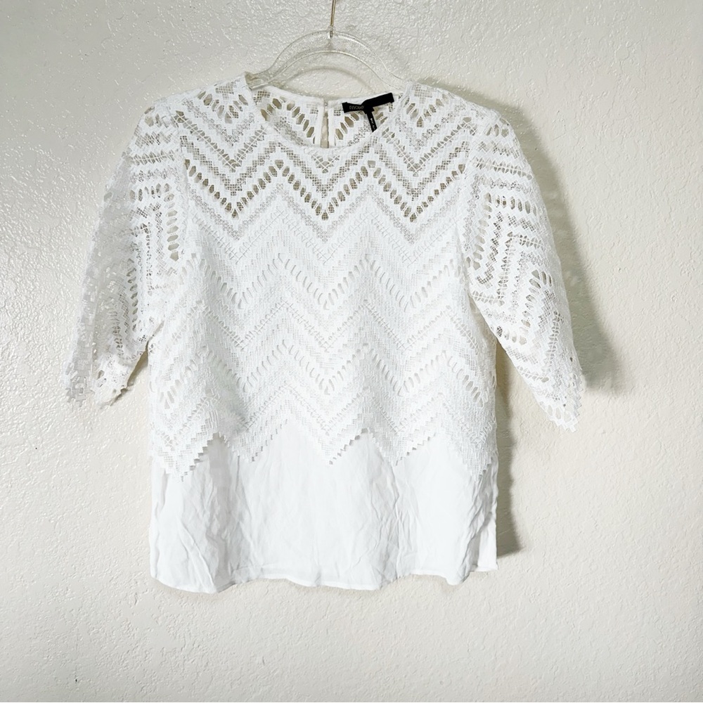 Maje Elegant White Lace Top size 2 M - Picture 8 of 10